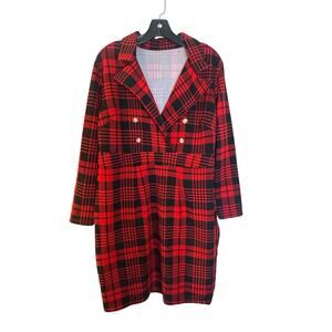 Shein Black and Red checkered Dress with gold buttons